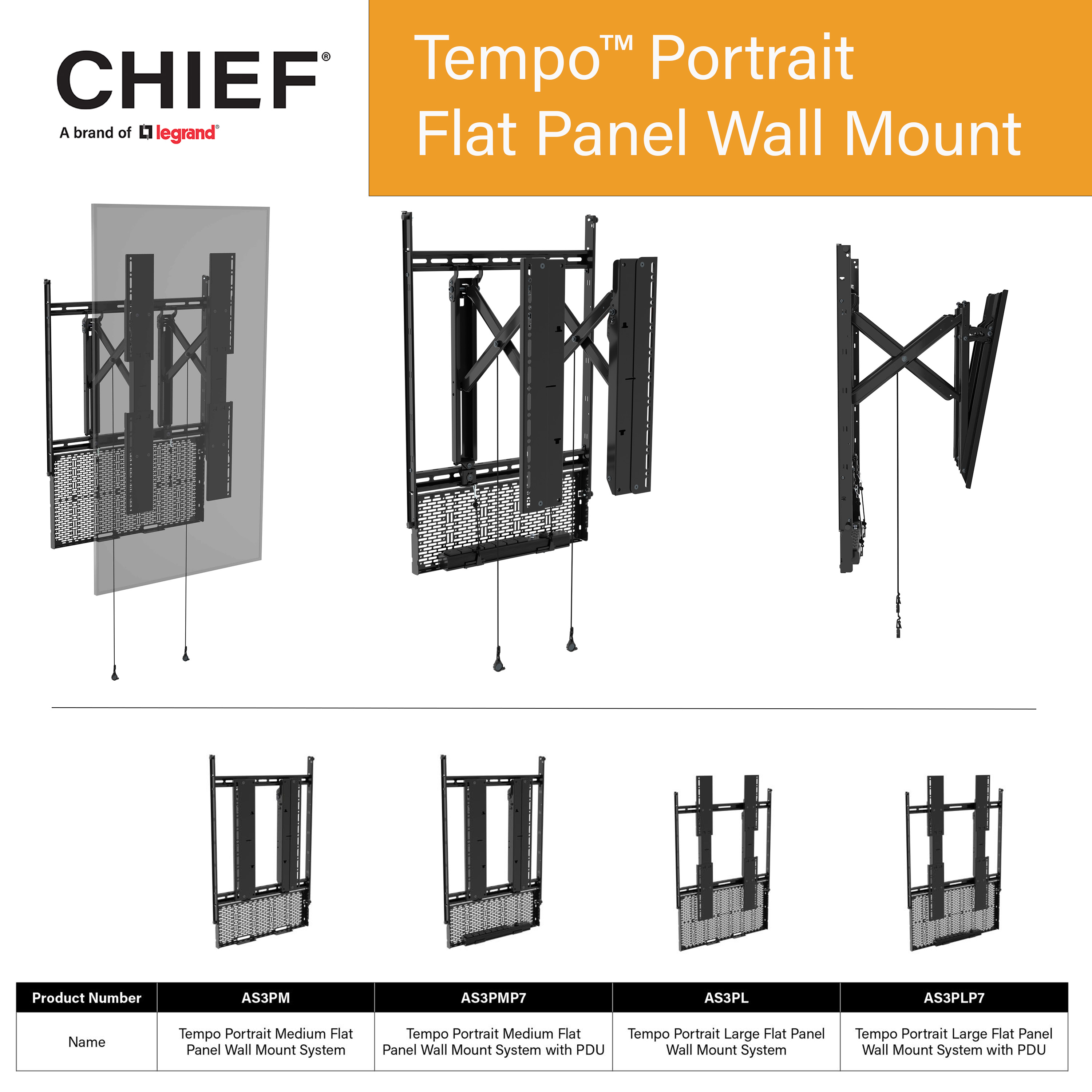 CHIEF Tempo Portrait Wall Mount System